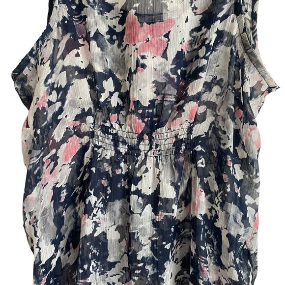 Mudd Women Tank Top M Blue Floral Crochet Trim Sheer Boho Festival Dainty‎ Girly - Picture 4 of 10